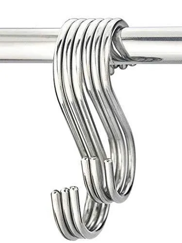 12 PCS S Shaped Hanging Hooks by AKIKO,Premium Stainless Steel Hanger Hooks for Kitchen, Office, Bathroom and Garden,2 Size