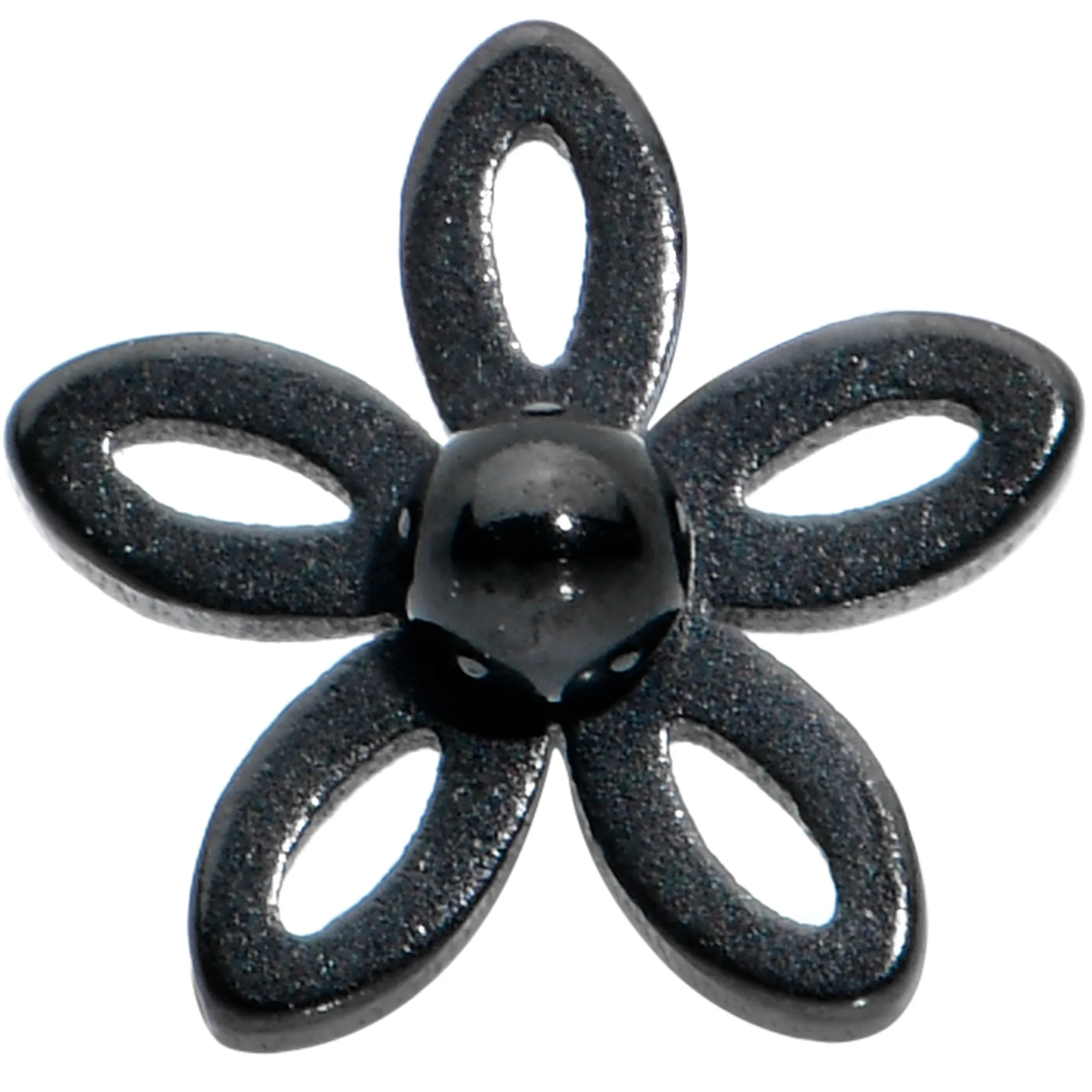20 Gauge 1/4 Black Loop Petal Flower L Shape Nose Ring