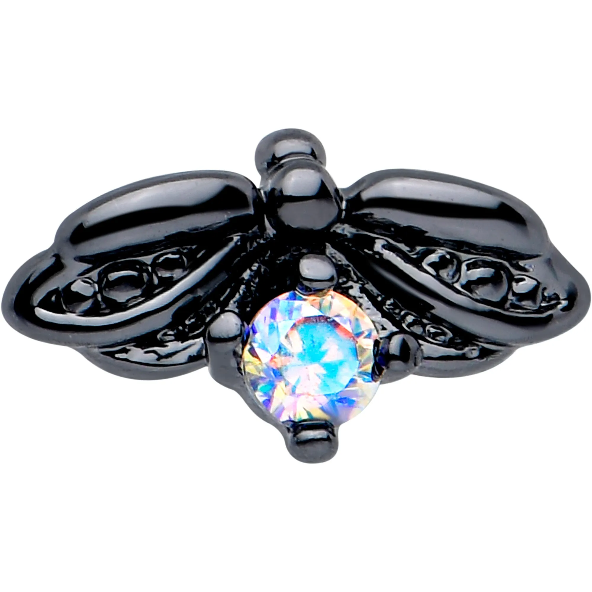 20 Gauge 7mm Aurora Gem Black Beauty Bug L Shape Nose Ring