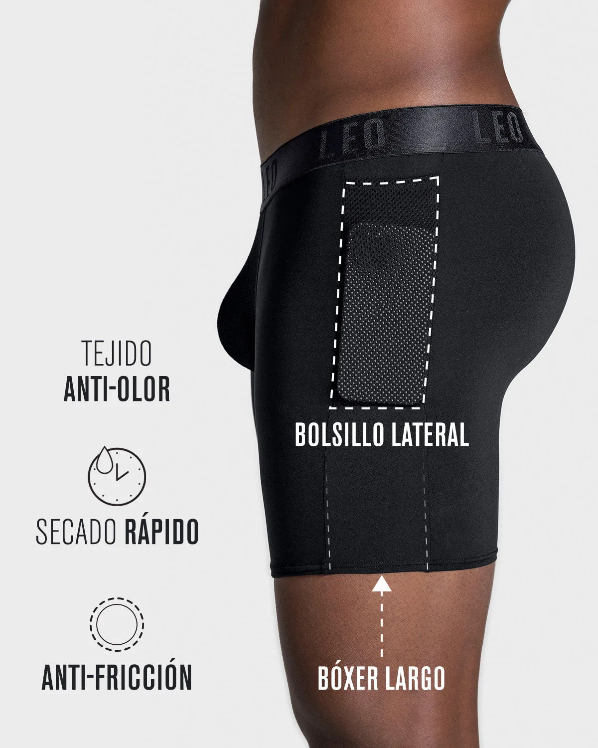 3-Pack Long Athletic Boxer Brief with Side Pocket