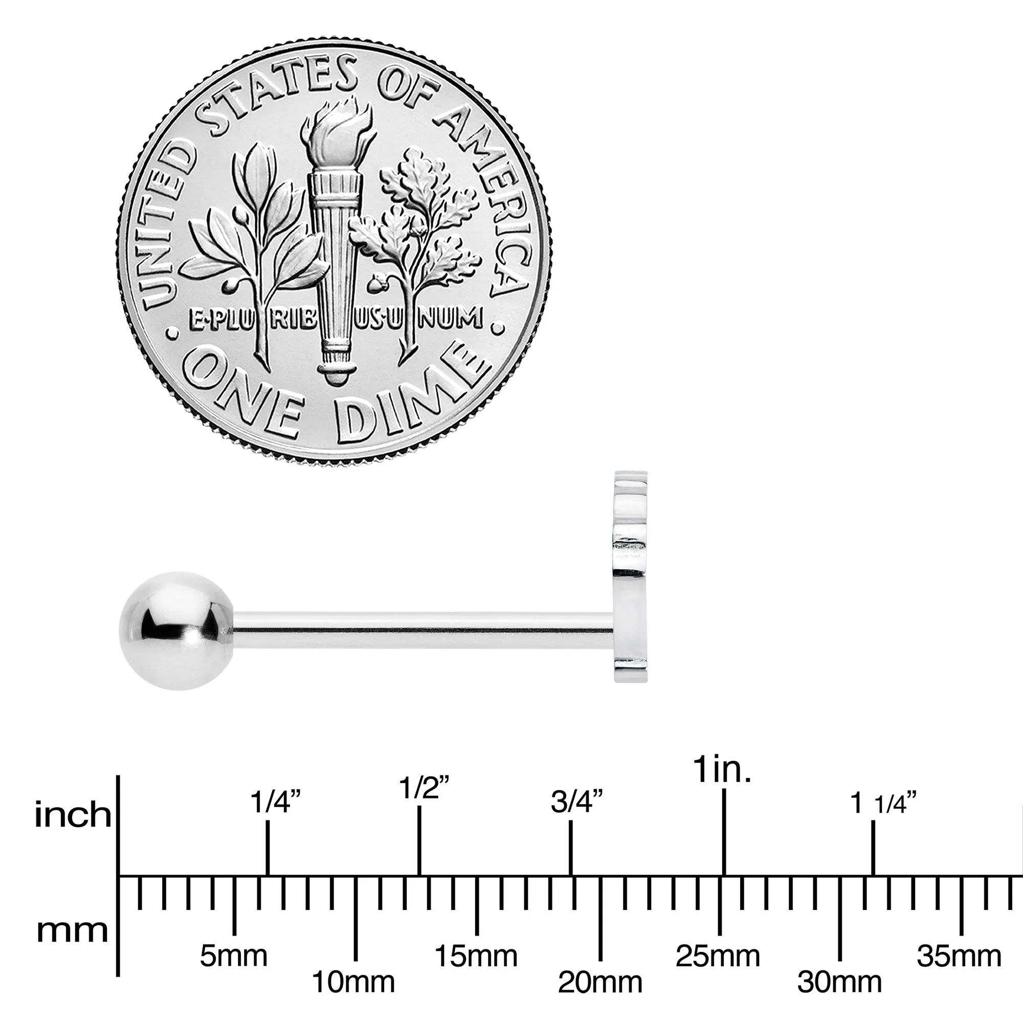 316L Surgical Steel Scalloped Sea Shell Barbell Tongue Ring