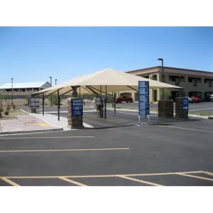 6-Column Super Span Hip Shade Structure (Car Wash Style Shade)