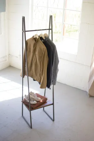 A-Frame Metal Rack with Lower Wood Shelf