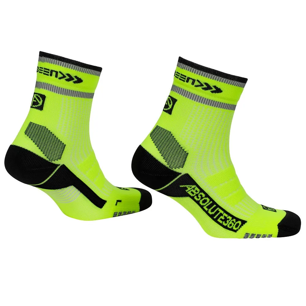 ABSOLUTE360 [BE SEEN] Performance Running Socks - Quarter - Yellow