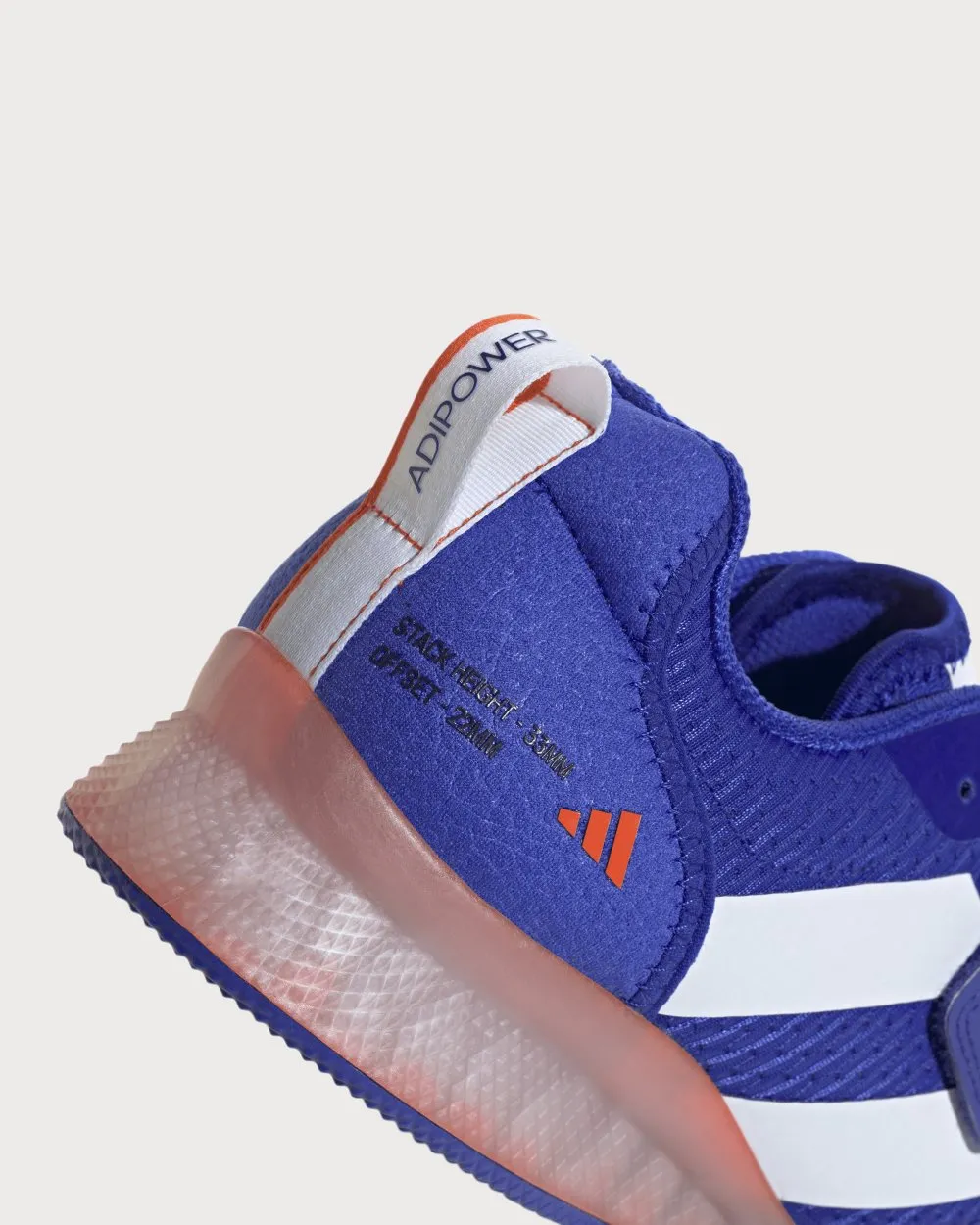 Adidas Adipower 3 Unisex Weightlifting Shoes - Lucid Blue/Cloud White/Impact Orange