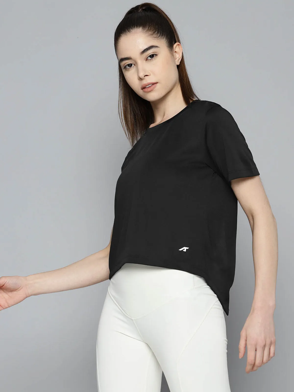 Alcis Women Anti Static Slim Fit Crop Sports T-shirt