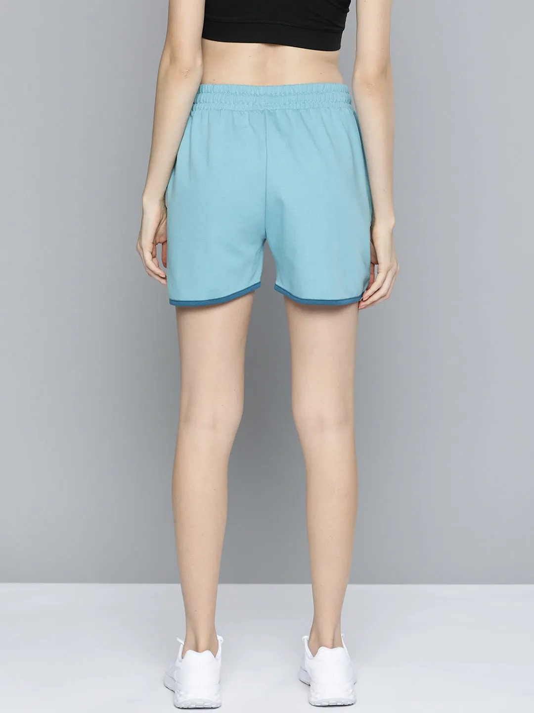 Alcis Women Blue Solid Knitted Slim Fit Running Sports Shorts