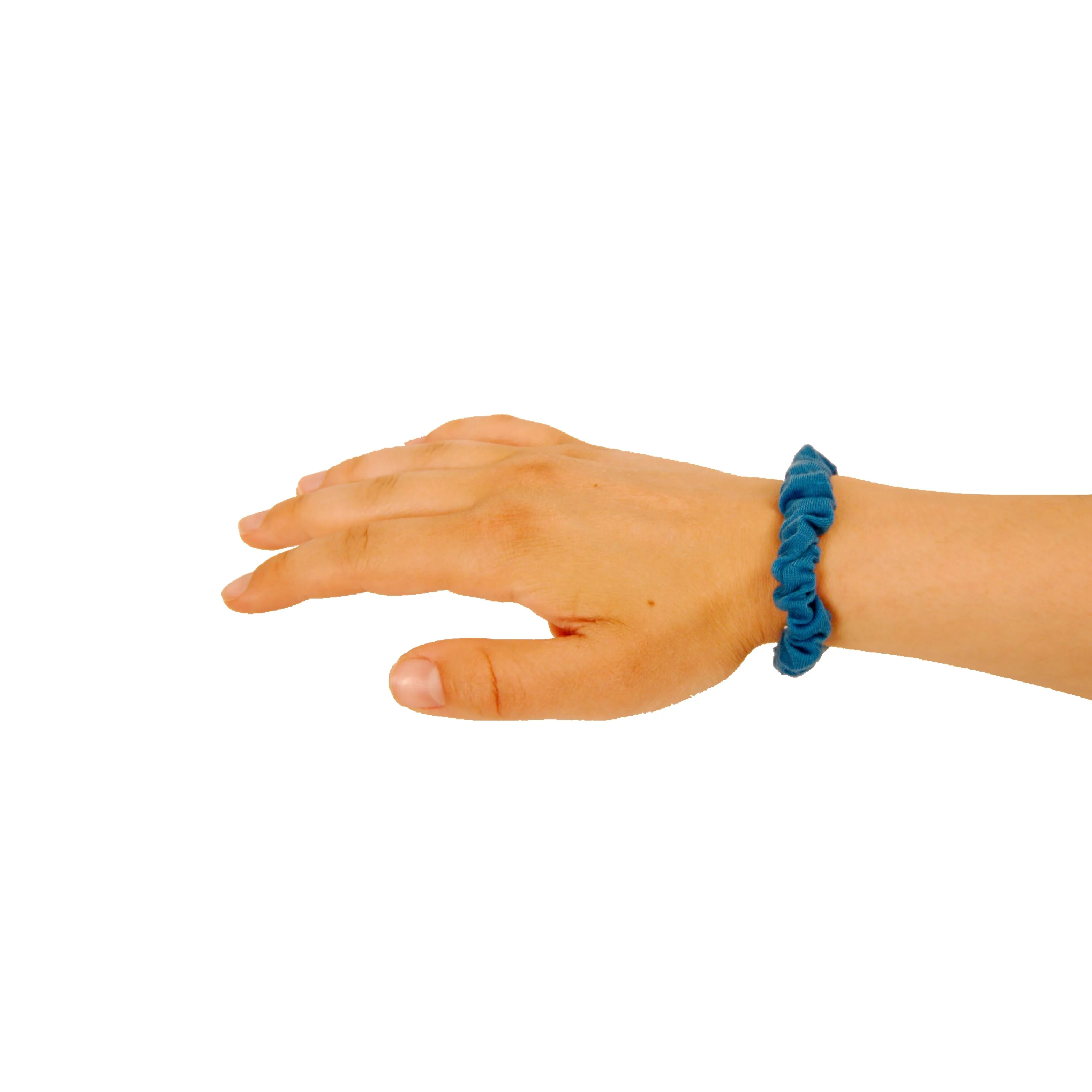 Amelia Beauty, Blue Jersey Scrunchies, 2.25in Diameter, Gentle on Hair, Strong Hold, No Snag, No Dents or Creases. 12 Pack