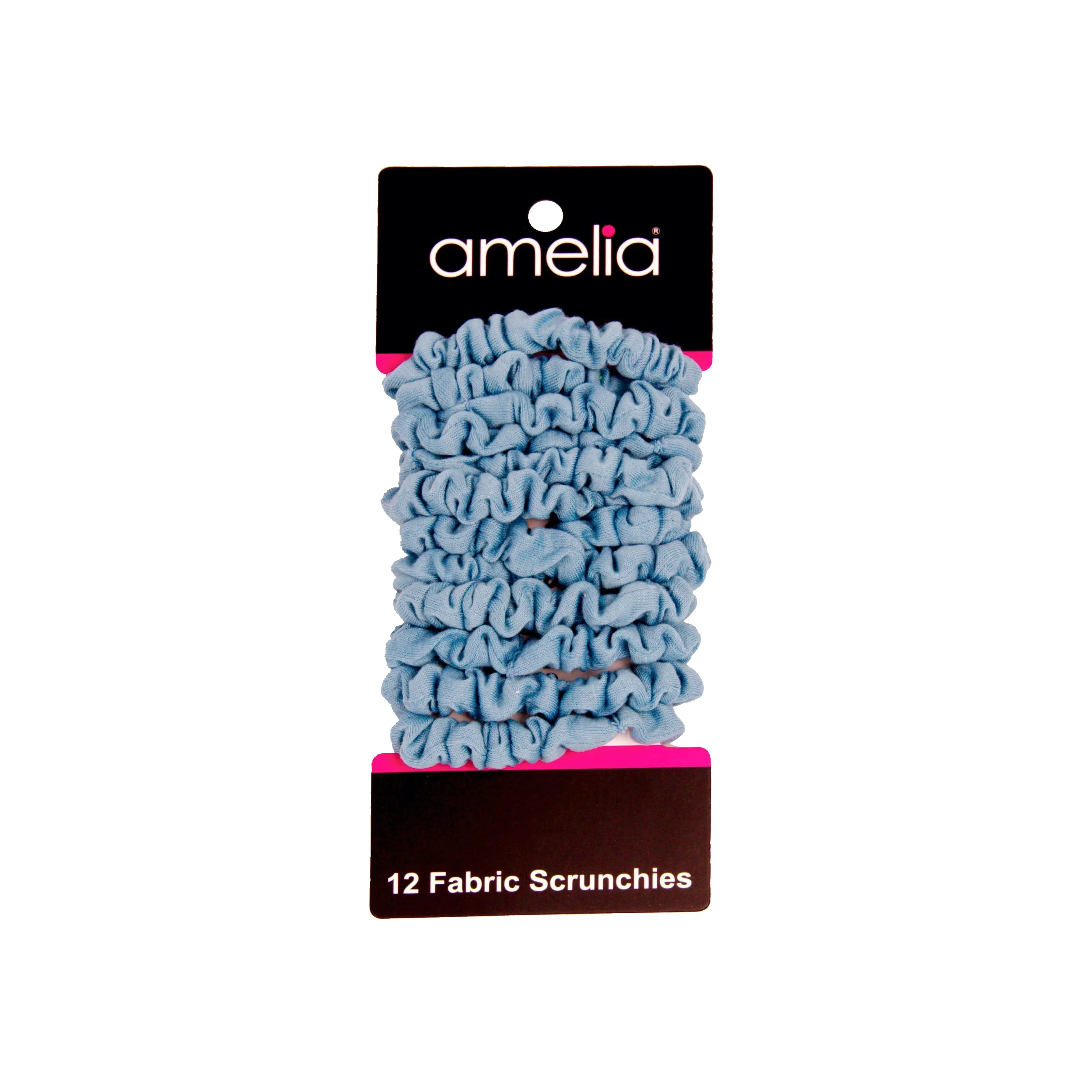 Amelia Beauty, Sky Jersey Scrunchies, 2.25in Diameter, Gentle on Hair, Strong Hold, No Snag, No Dents or Creases. 12 Pack