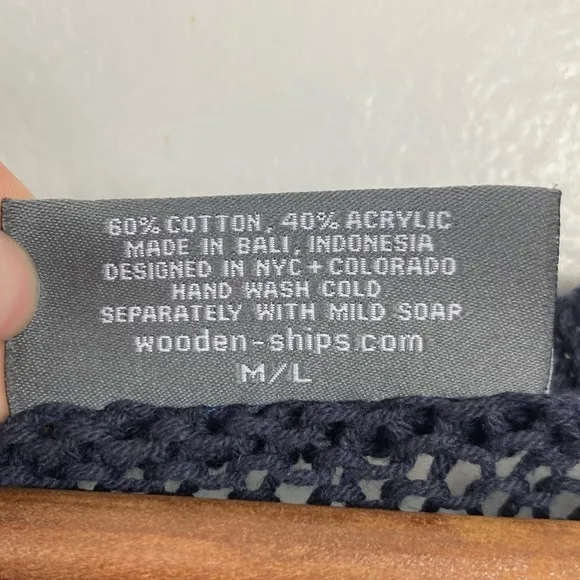 Anthropologie: Wooden Ships Navy blue GAME DAY COTTON open knit sweater M/L