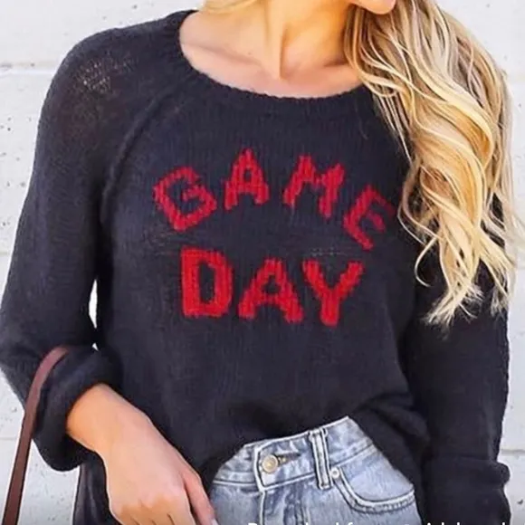 Anthropologie: Wooden Ships Navy blue GAME DAY COTTON open knit sweater M/L