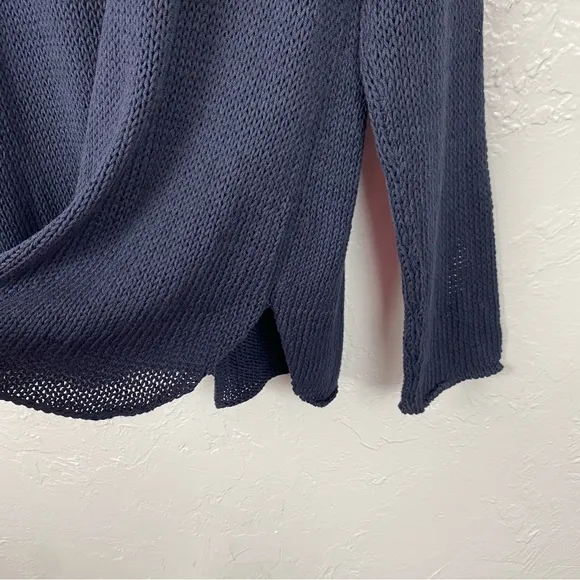 Anthropologie: Wooden Ships Navy blue GAME DAY COTTON open knit sweater M/L