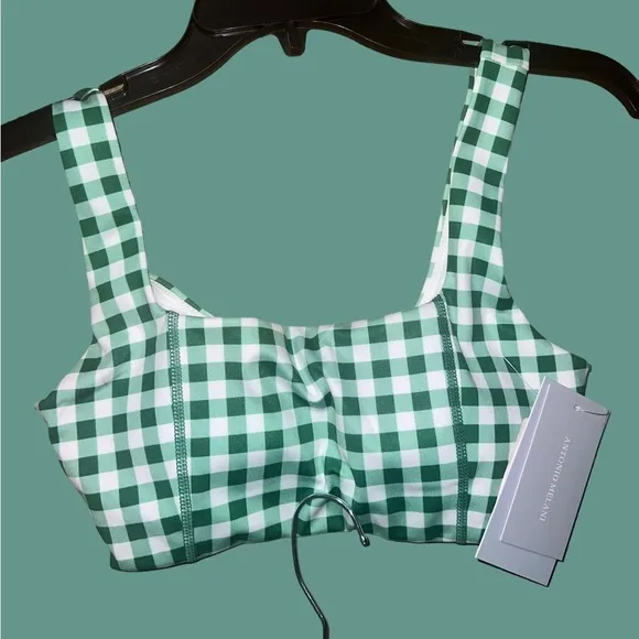 Antonio Melani Active Gingham Square Neck Coordinating Sports Bra with Shorts!