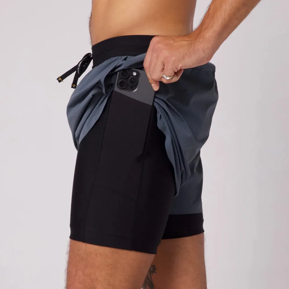 Bandit Running Vento 4" 2-in-1 Short - Storm Grey/Black