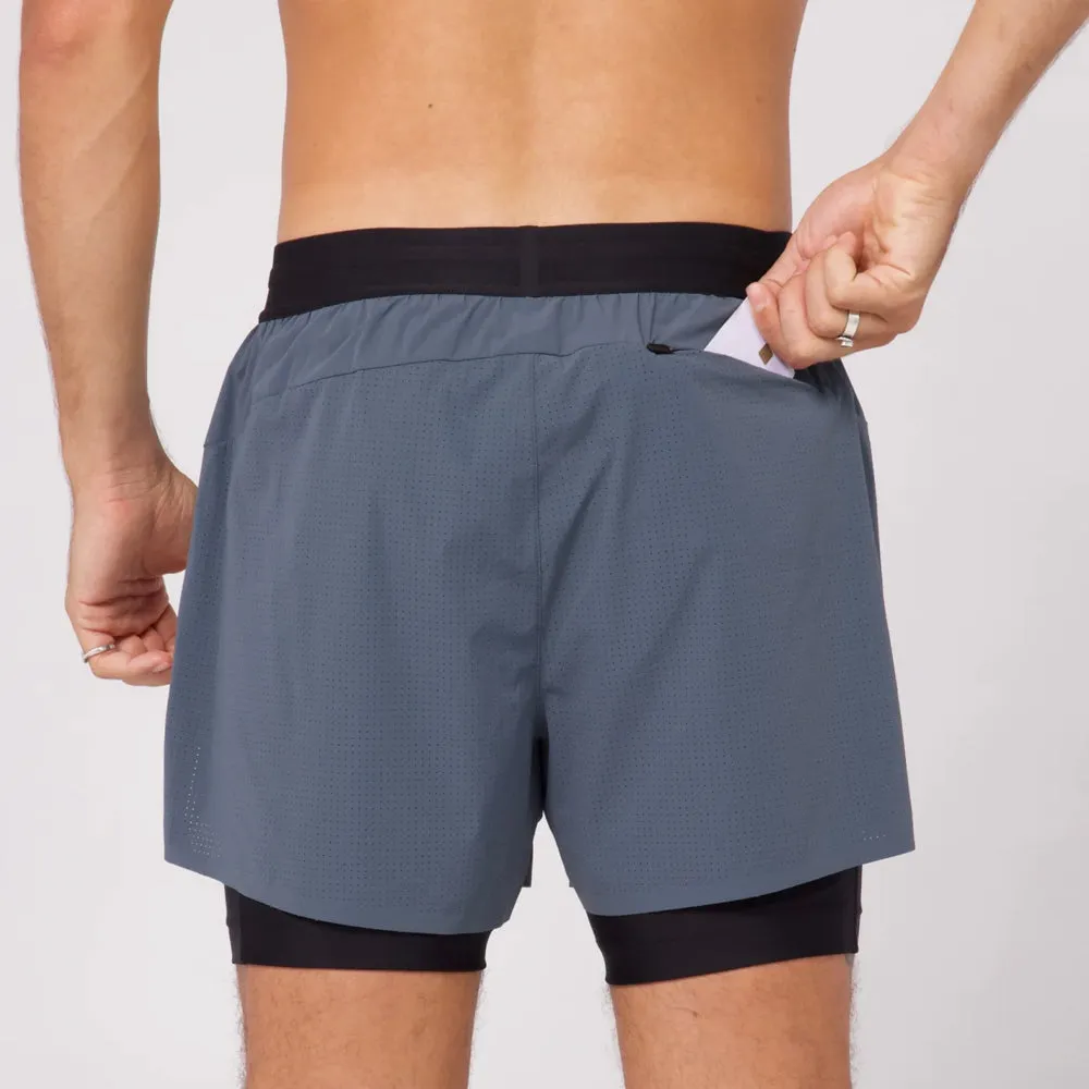 Bandit Running Vento 4" 2-in-1 Short - Storm Grey/Black