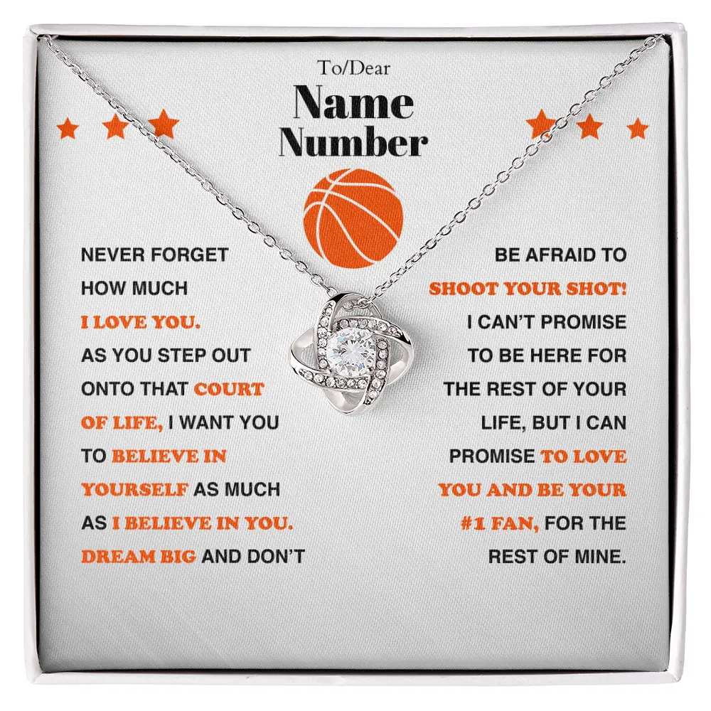 Basketball Gift - Love Knot Necklace with Personalized Message Box