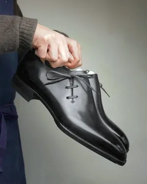 Black Leather Camria Whole Cut Oxfords - Formal Shoes