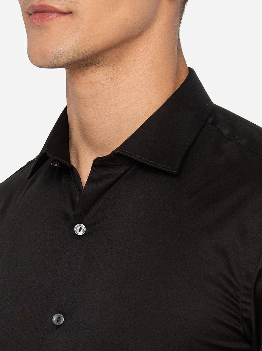 Black Solid Slim Fit Party Wear Shirt | Wyre