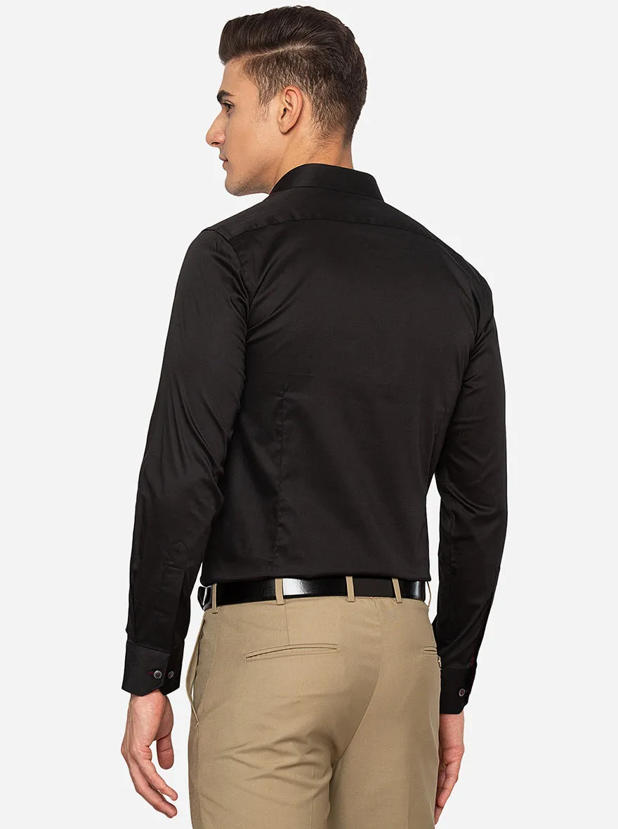 Black Solid Slim Fit Party Wear Shirt | Wyre