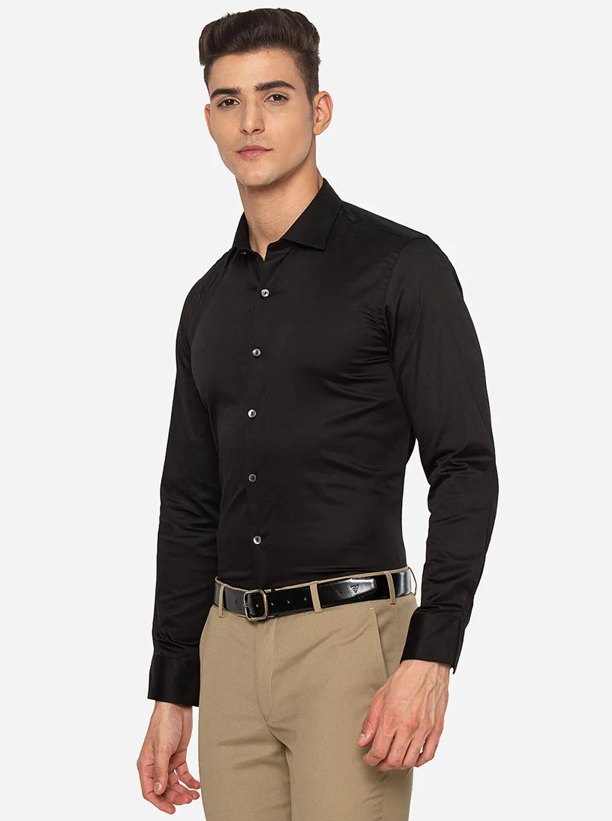 Black Solid Slim Fit Party Wear Shirt | Wyre