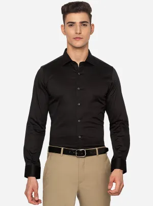 Black Solid Slim Fit Party Wear Shirt | Wyre