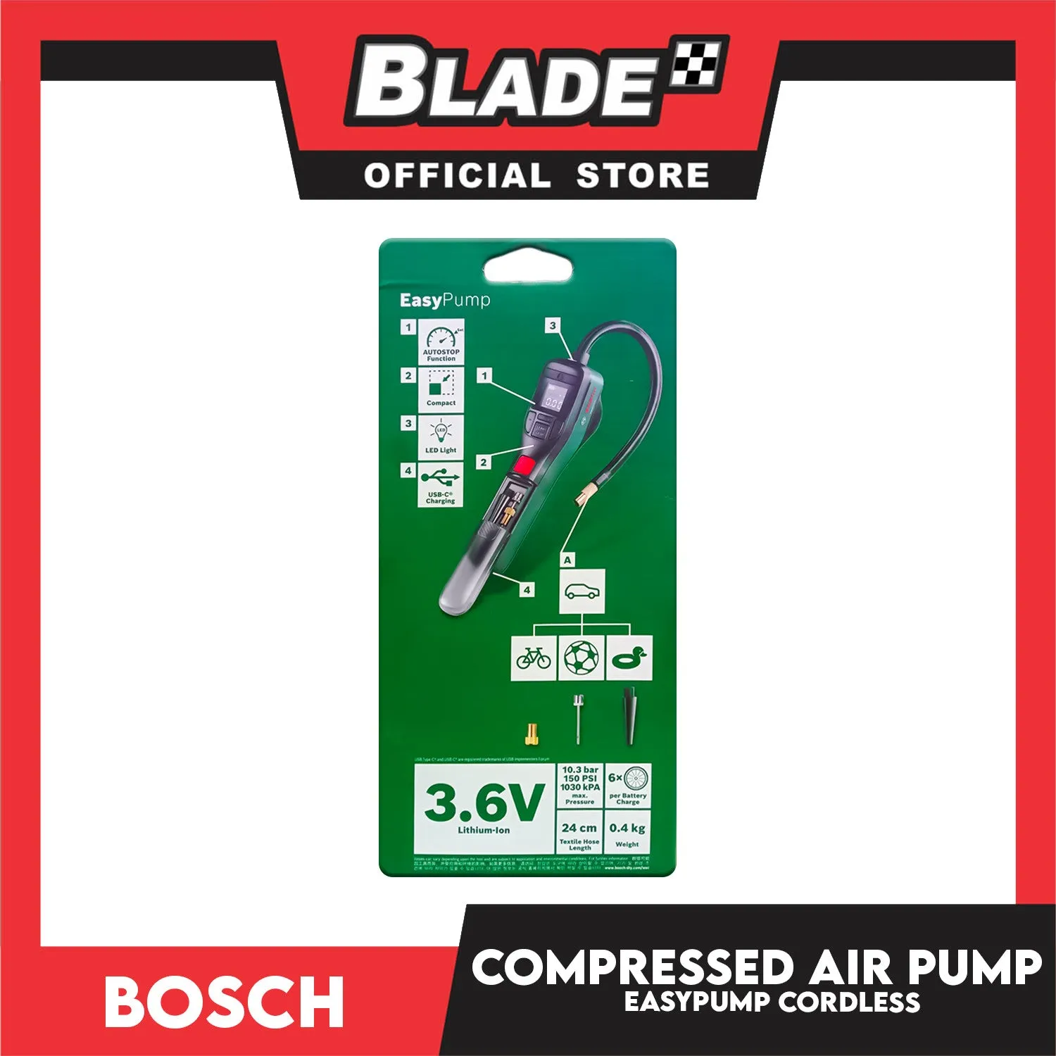 Bosch Easypump Cordless Air Pump 150PSI 0603947080