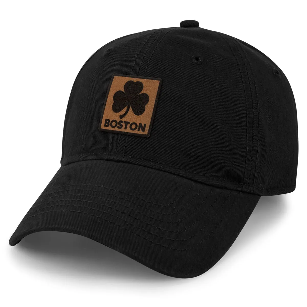 Boston Shamrock Leather Patch Dad Hat