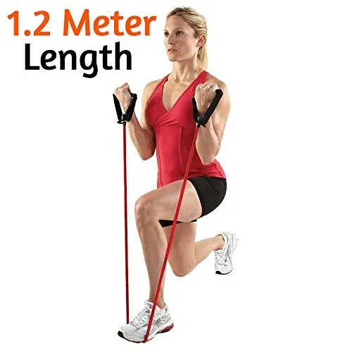 Bulfyss Resistance Tube Exercise Bands for Stretching, Workout, and Toning for Men, and Women with Additional Door Anchor (30-35 lbs) - Random Colour