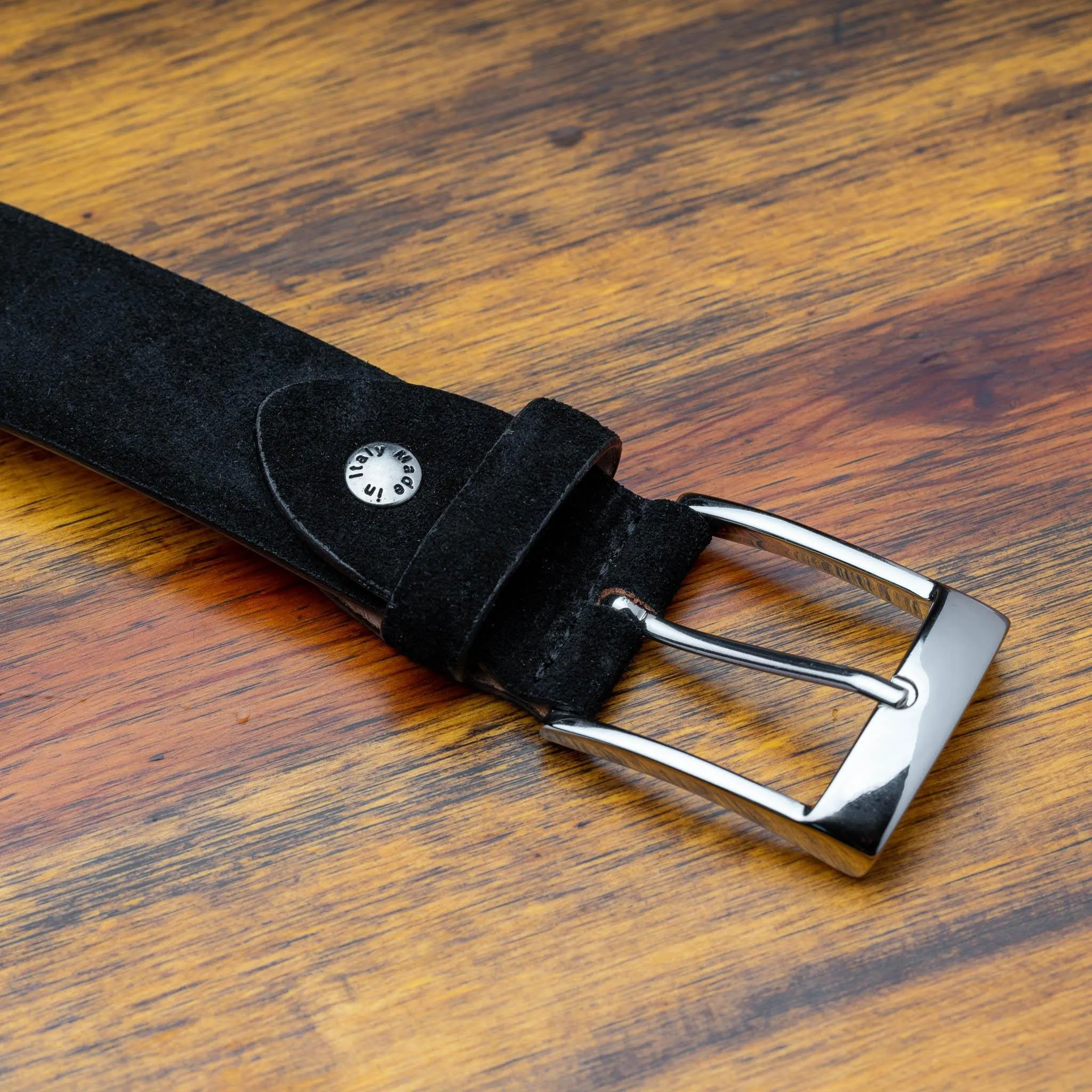 C1359-S Calzoleria Toscana Black Velour Suede Belt