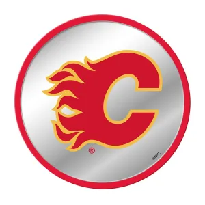 Calgary Flames: Modern Disc Mirrored Wall Sign