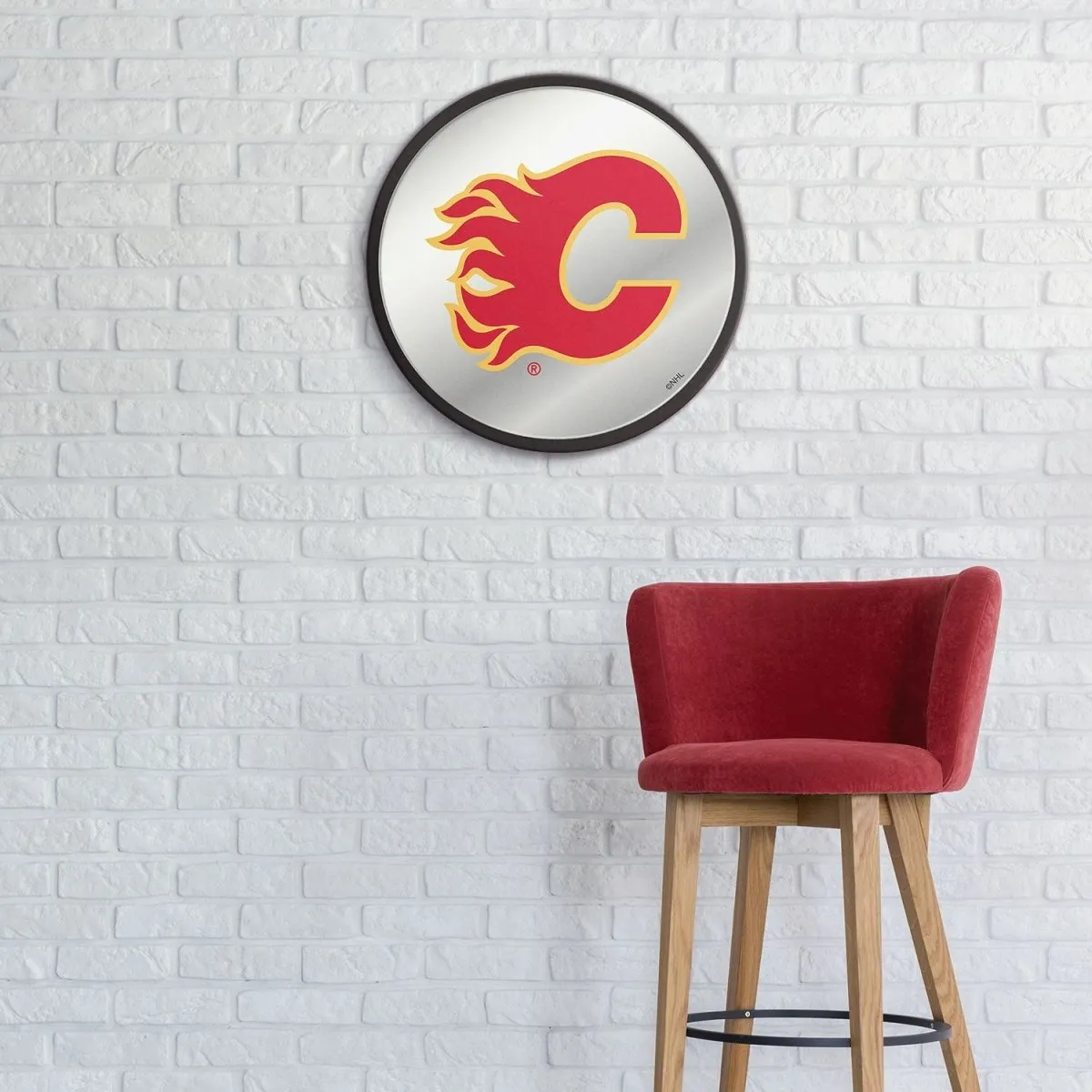 Calgary Flames: Modern Disc Mirrored Wall Sign