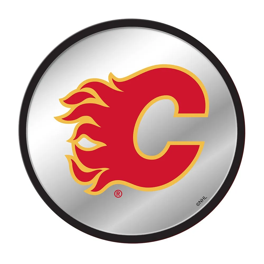 Calgary Flames: Modern Disc Mirrored Wall Sign