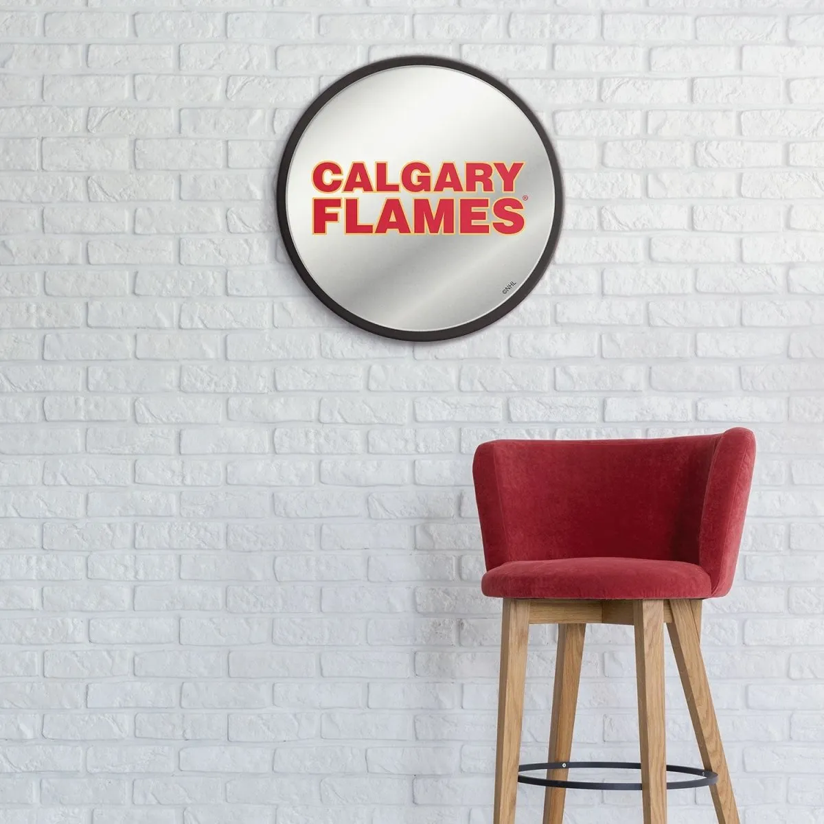 Calgary Flames: Secondary Logo - Modern Disc Mirrored Wall Sign