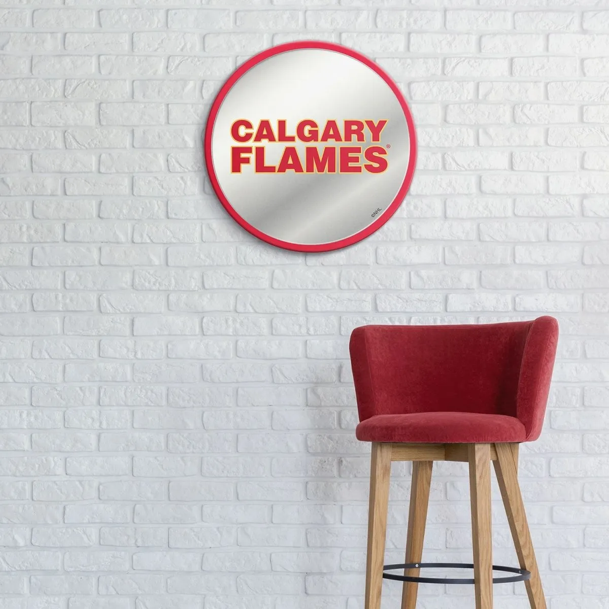 Calgary Flames: Secondary Logo - Modern Disc Mirrored Wall Sign