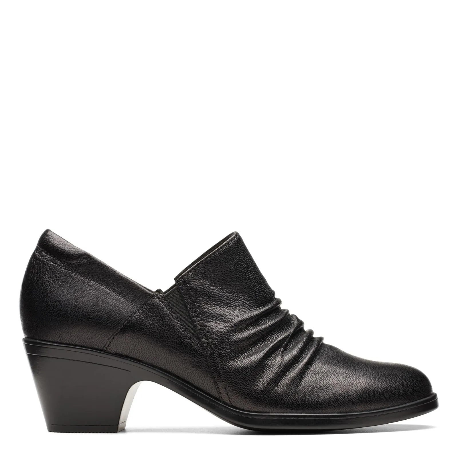 Clarks Women's Emily2 Cove Pump, Black Leather, 7.5 Wide