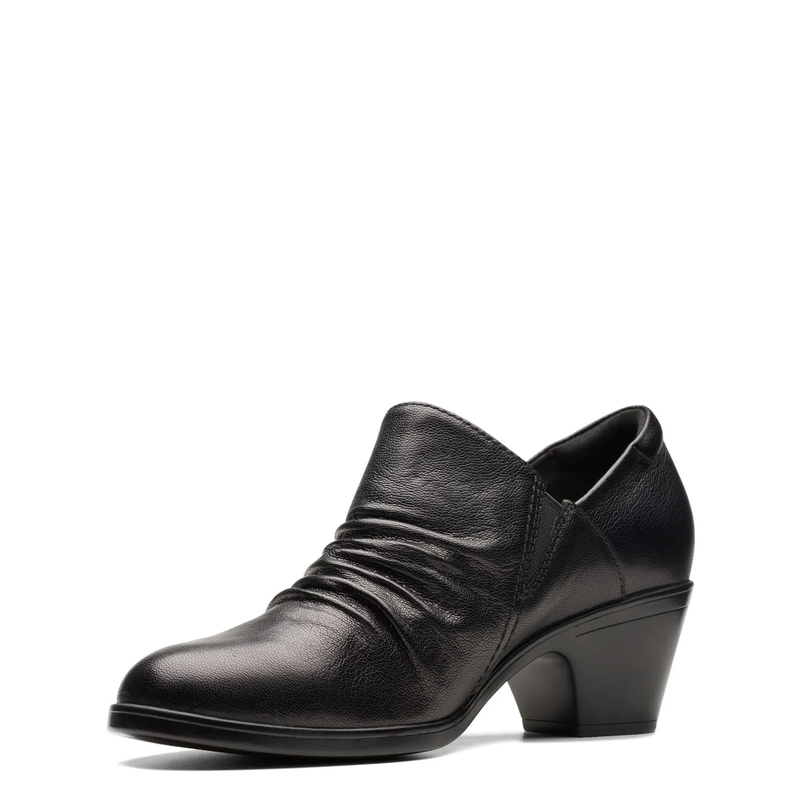 Clarks Women's Emily2 Cove Pump, Black Leather, 7.5 Wide