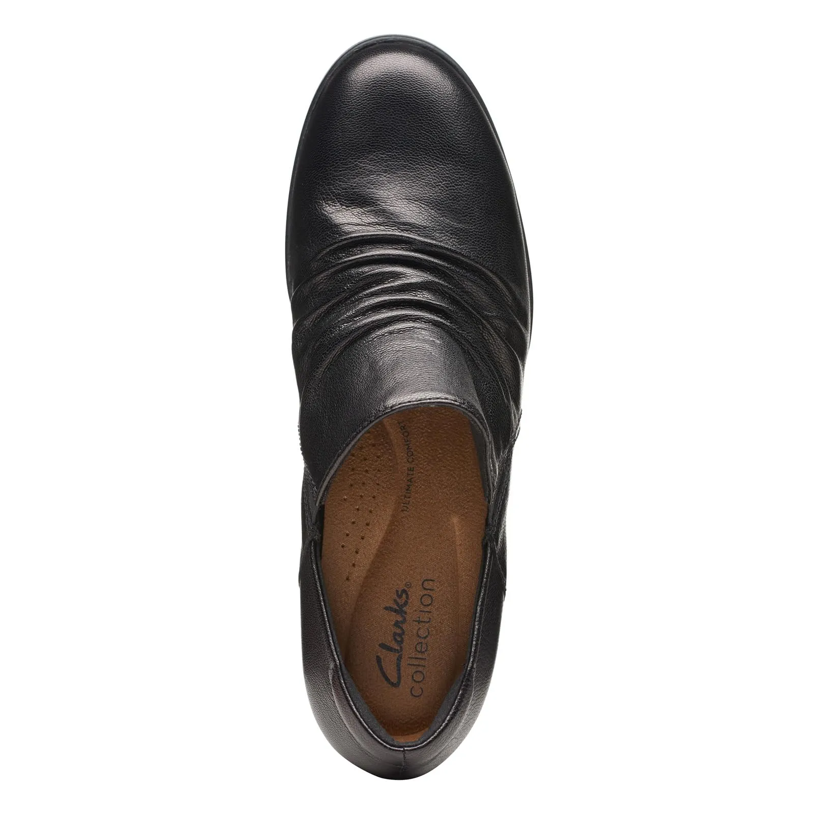 Clarks Women's Emily2 Cove Pump, Black Leather, 7.5 Wide