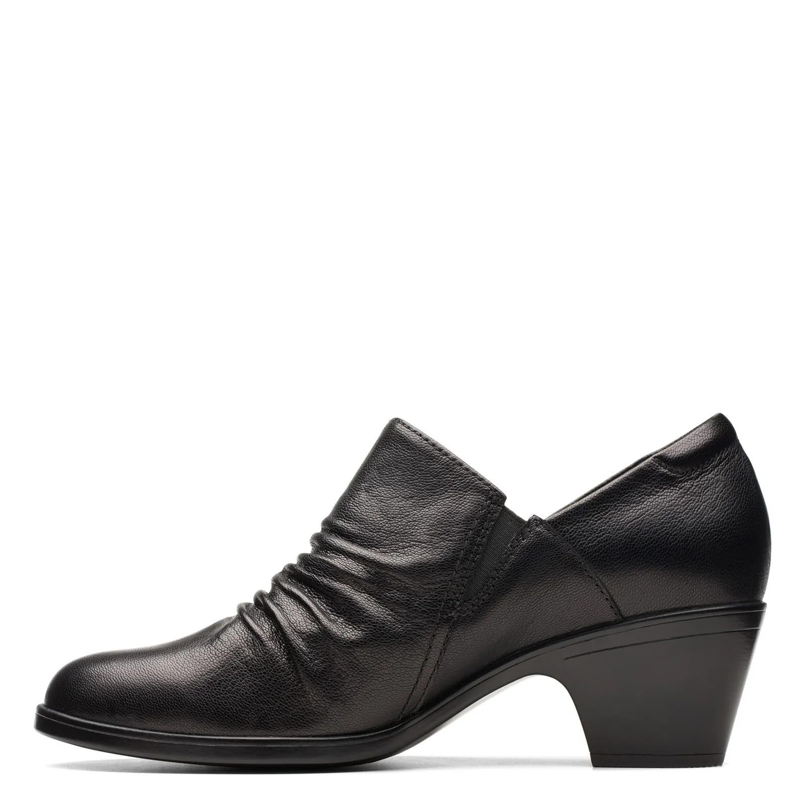 Clarks Women's Emily2 Cove Pump, Black Leather, 7.5 Wide