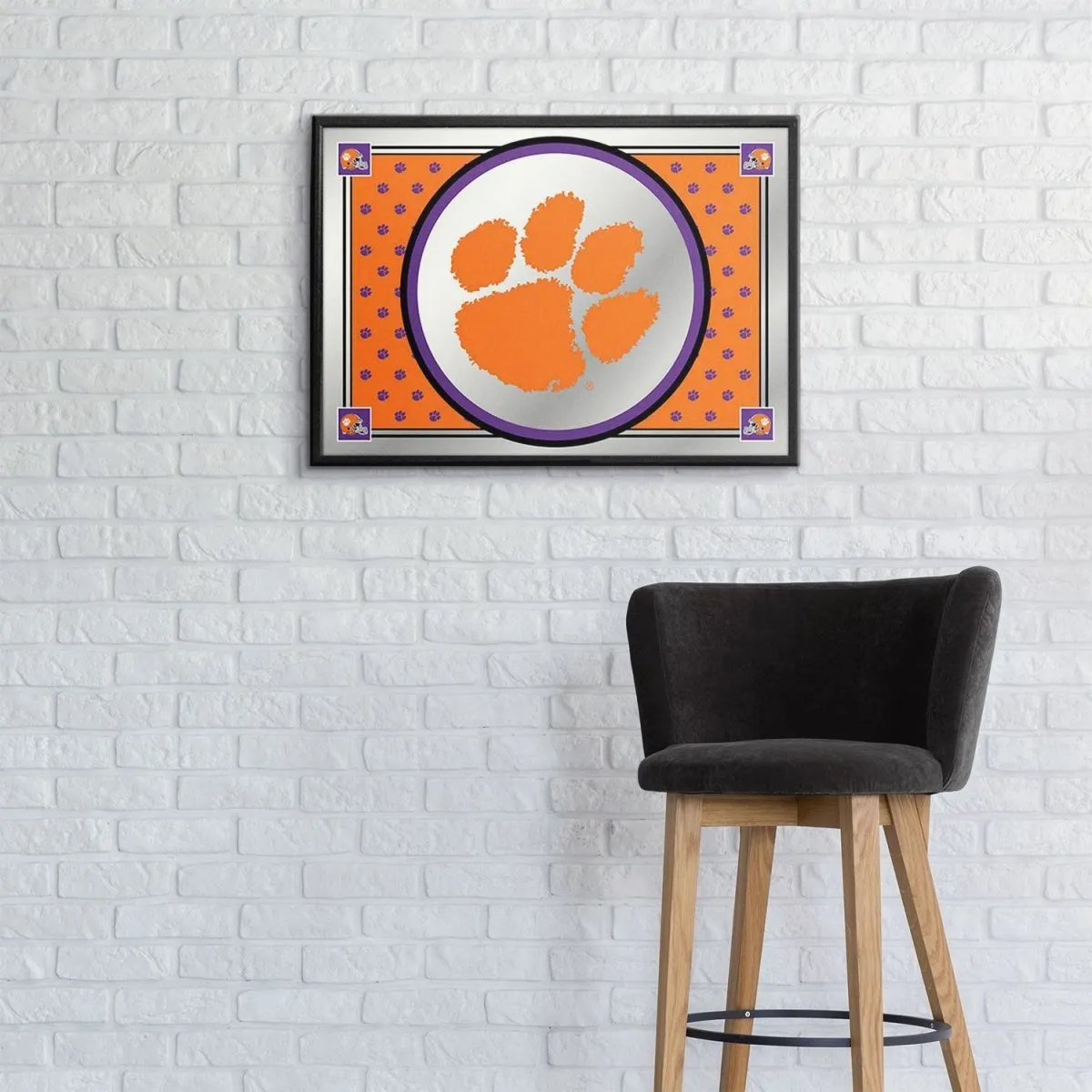 Clemson Tigers: Paw Print, Team Spirit - Framed Mirrored Wall Sign
