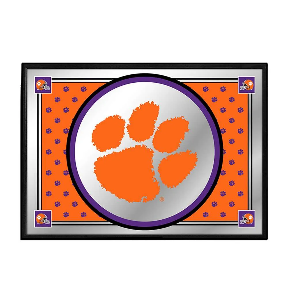 Clemson Tigers: Paw Print, Team Spirit - Framed Mirrored Wall Sign