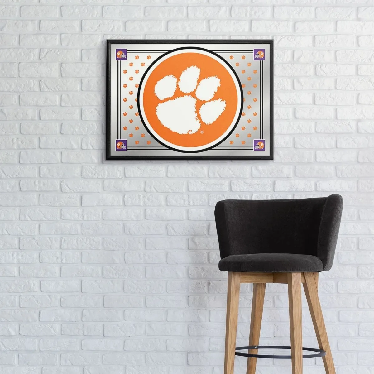 Clemson Tigers: Paw Print, Team Spirit - Framed Mirrored Wall Sign