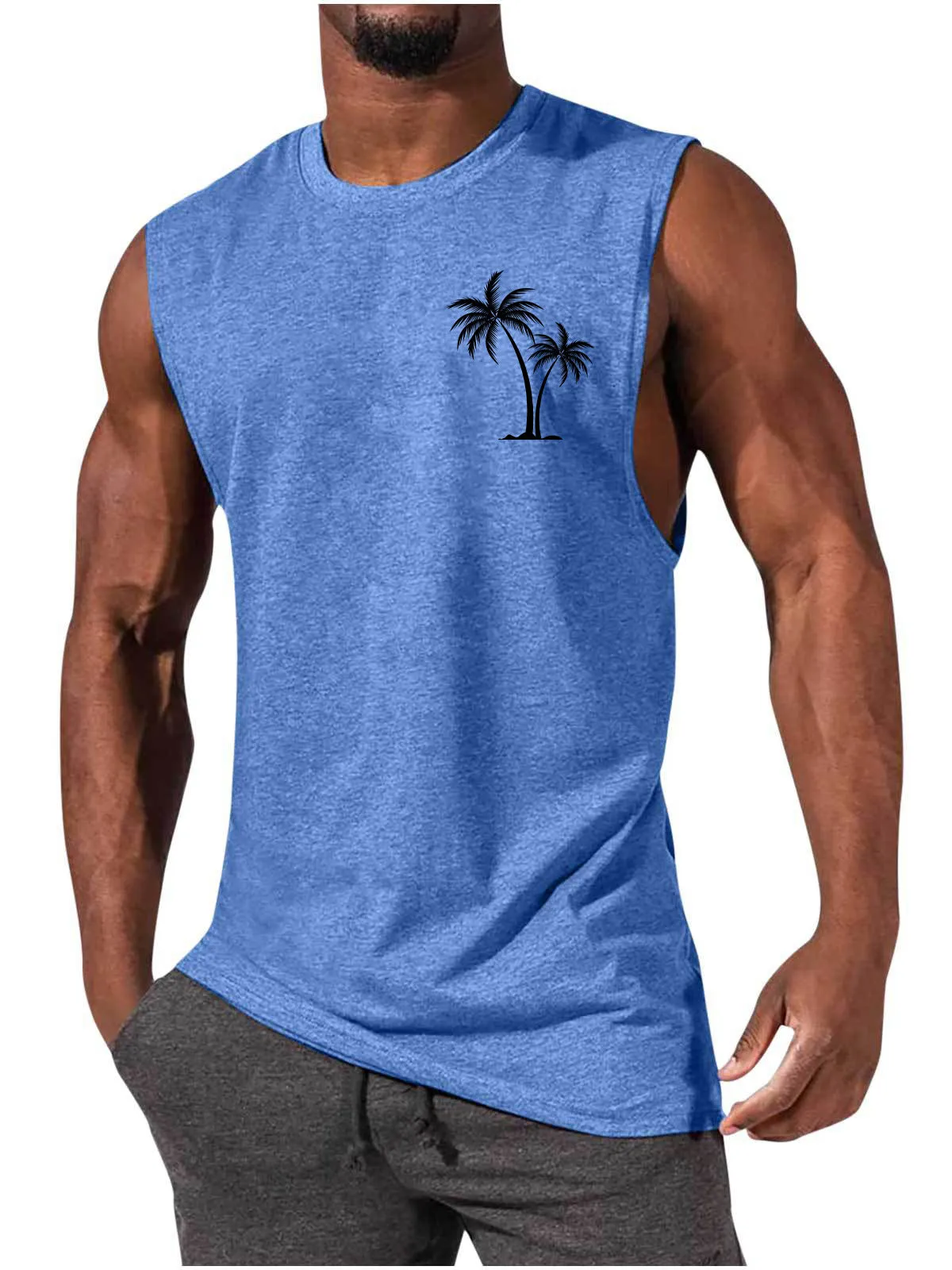 Coconut tree print vest-D601 | Inspanda