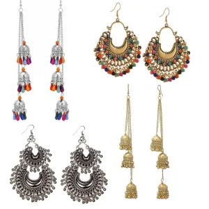 Combo of 4 Oxidized Chandbali Layered Jhumki