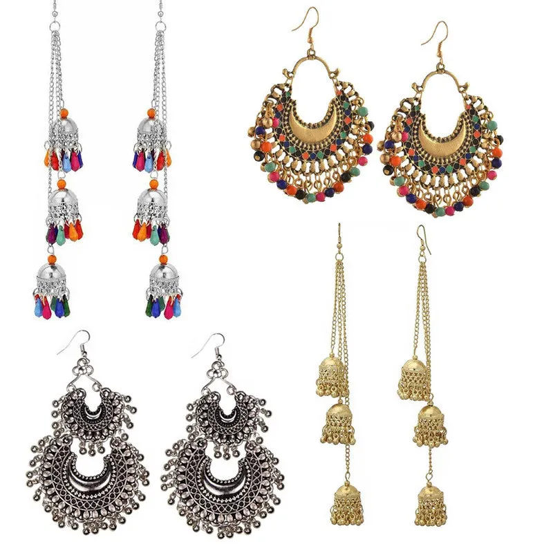 Combo of 4 Oxidized Chandbali Layered Jhumki