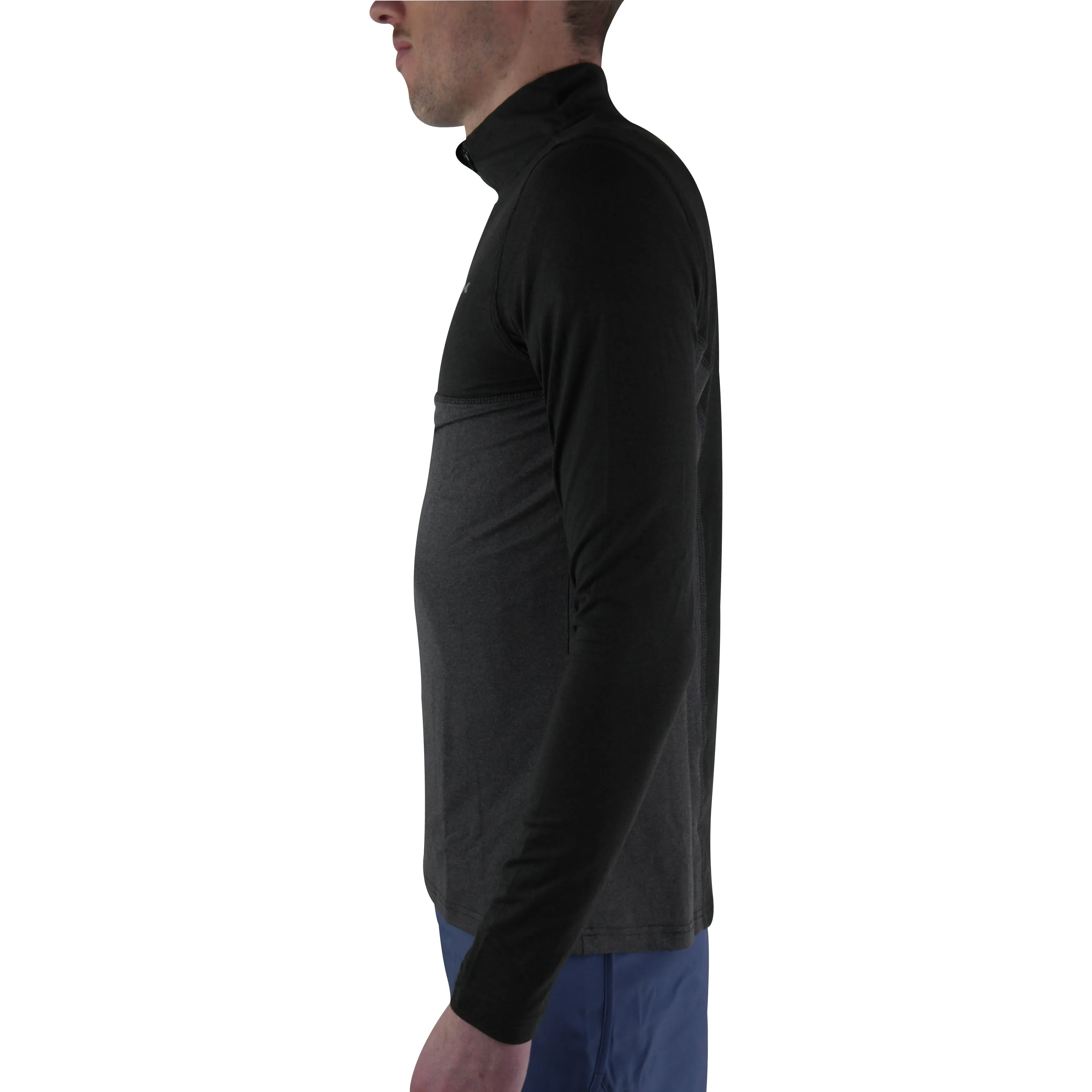 CoreX Fitness Half Zip Long Sleeve Mens Running Top - Black