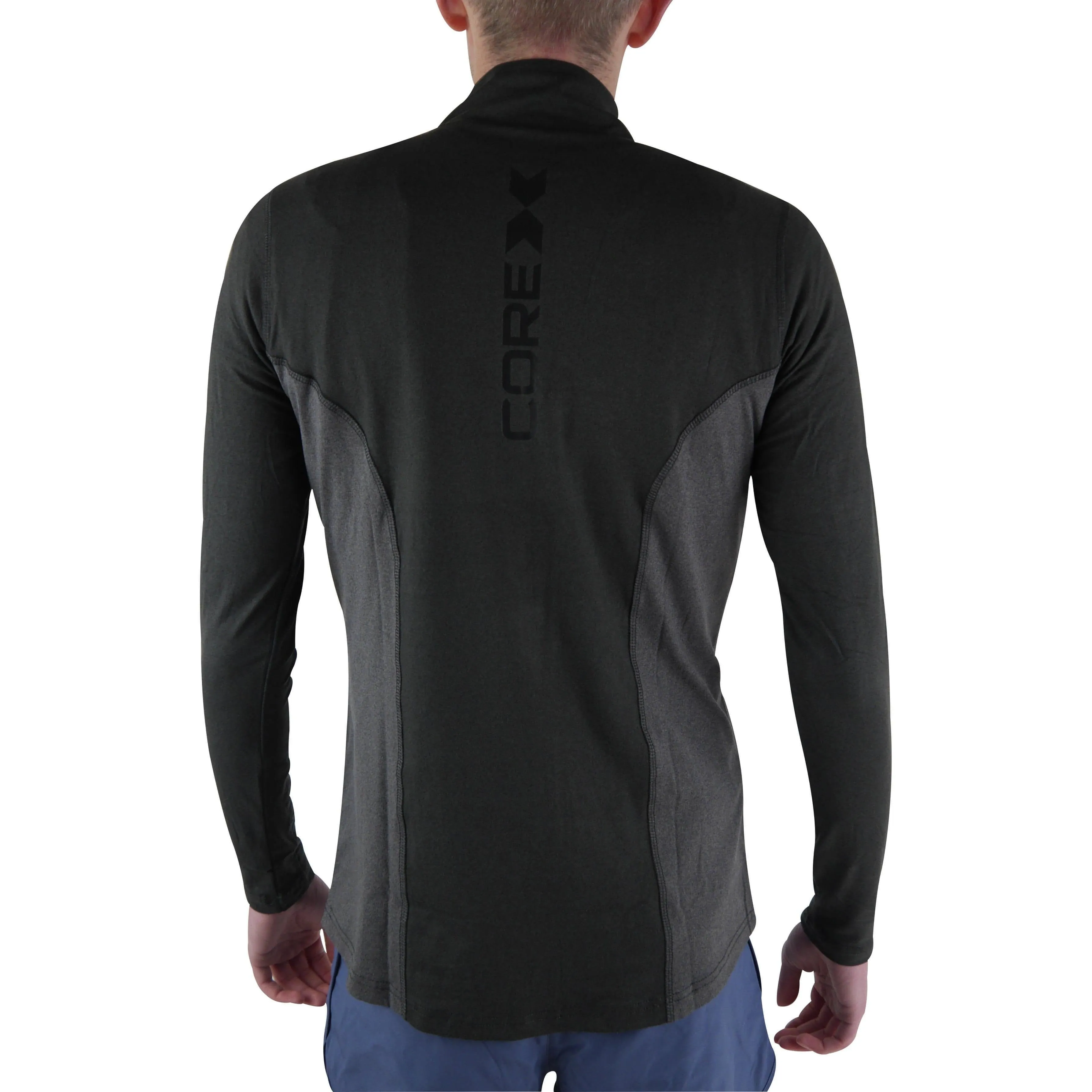 CoreX Fitness Half Zip Long Sleeve Mens Running Top - Black
