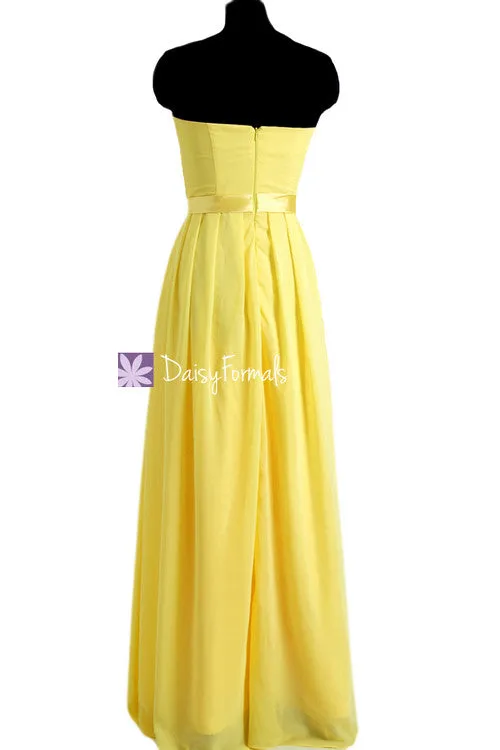 Custom Long Lavender Chiffon Bridesmaids Dress Strapless Junior Dress (FL4031)