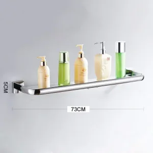 DEED Wall Hanging Mount Rack Toilet Shelf Stainless Steel Bathroom Shelf Dressing Table Dressing Table Tempered Glass Mirror Frame Storage Rack,73cm