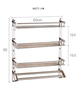 DEED Wall Hanging Mount Rack Toilet Stainless Steel Double Layer Three Shelf Bathroom Racks Wall Towel Rack Storage Rack,6060CM
