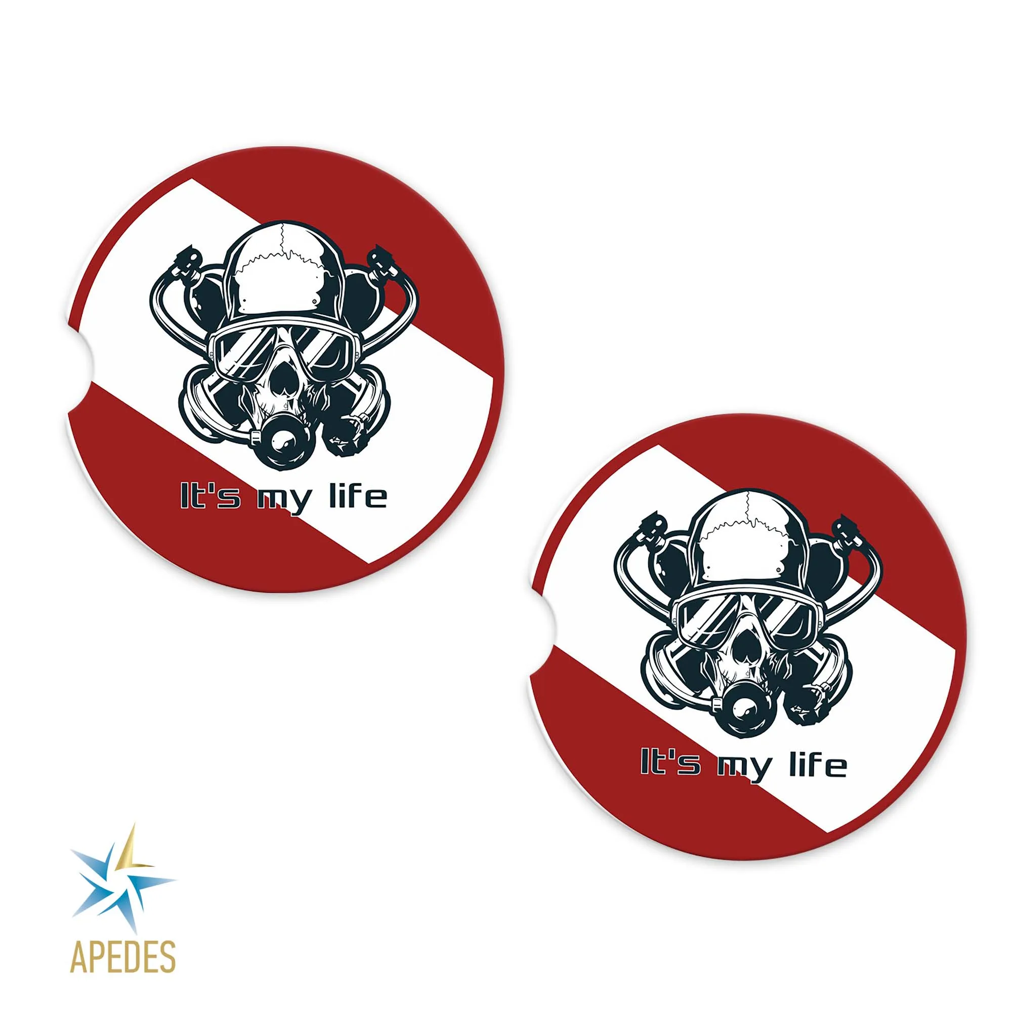 Diver Skull Car Cup Holder Coaster (Set of 2)